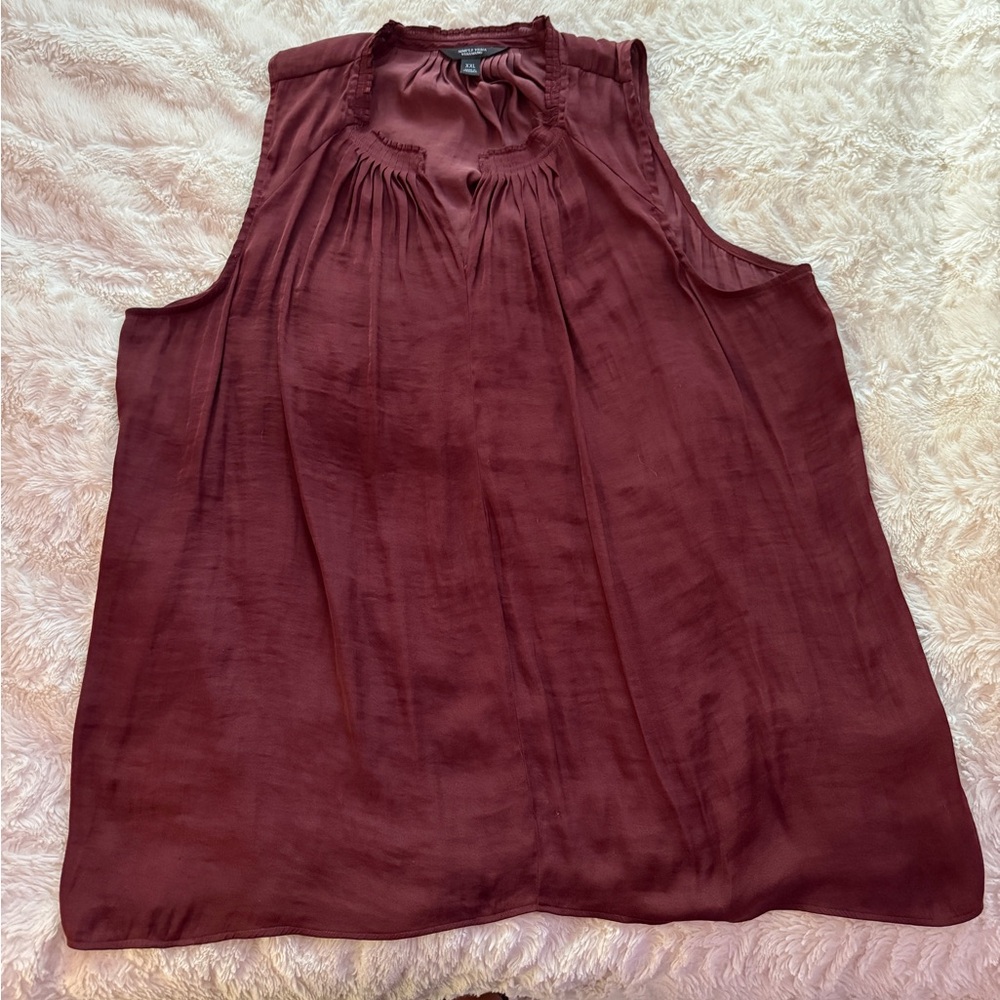 Simply Vera Vera Wang Burgundy Sleeveless Relaxed Blouse-XXL